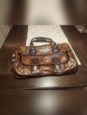 Vintage MacGregor LG Leather Satchet Tote Messenger Bag Leather Brown Korea EUC
